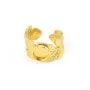 Anillo grueso ajustable hoja para cabujón 8mm - Acero inoxidable 304 dorado x 1pc