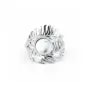 8mm Cabochon Ring Support | Silver Feather Pattern