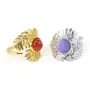 Bague réglable duo plume pour cabochon 8mm - Acier inox 304 doré x 1pc