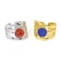 Thick adjustable multi-row hammered cabochon ring 8mm - Stainless steel 304 x 1pc