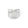 Bague épaisse réglable multi-rangs martelé cabochon 8mm - Acier inox 304 x 1pc