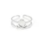 Bague réglable 2 rangs fantaisie pour cabochon 6mm - Acier inox 304 x 1pc