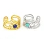 Bague réglable multi rangs fleur pour cabochon 4mm - Acier inox 304 x 1pc