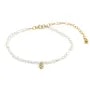 Pulsera corazón y perla cultivada - óxido de circonio y Gold Filled x 1pc