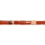 Red jasper faceted cylinder tube 7x10mm x 38cm