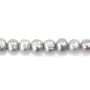 Perles de culture d'eau douce, gris, ovale, 6-7mm x 4pcs