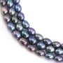Perle coltivate d'acqua dolce, blu scuro, oliva, 6.5-7.5mm x 38cm