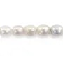 Perles de culture d'eau douce, blanche, olive/baroque, 11-14mm x 40cm