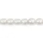 Perlas cultivadas de agua dulce, blancas, oliva/encadenadas, 11-13mm x 40cm