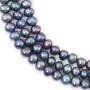 Perle coltivate d'acqua dolce, blu scuro, ovali, 7-8mm x 36cm