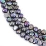 Perlas cultivadas de agua dulce, azul oscuro, barrocas, 7-8mm x 40cm