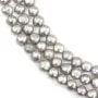 Perles de culture d'eau douce, gris, baroque, 9-10mm x 35cm