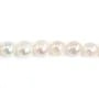 Perles de culture d'eau douce, blanche, ovale/irrégulière, 7mm x 4pcs