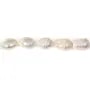 Perles de culture d'eau douce, blanche, olive cerclée, 10-13mm x 40cm
