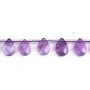 Faceted flat drop Amethyst 8x12mm x 38cm