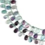 Fluorite goccia piatta sfaccettata 8x12mm x 38cm