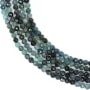 Round faceted blue tourmaline 2mm x 39cm
