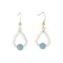 Boucles d'oreilles Goutte - Perle de culture & Aigue marine - Gold Filled x 2pcs