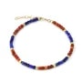 Pulseira cubo 2mm - Jaspe vermelho e Lápis-lazúli - Ouro preenchido x 1pc