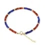 Pulseira cubo 2mm - Jaspe vermelho e Lápis-lazúli - Ouro preenchido x 1pc